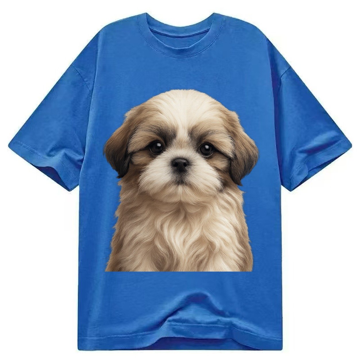 Baby Shih Tzu Puppy Long Flowing Coat Flat Face Big Dark Eye Classic T-shirt – Blue