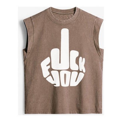 Fuck You Vintage Washed Tank – Brown