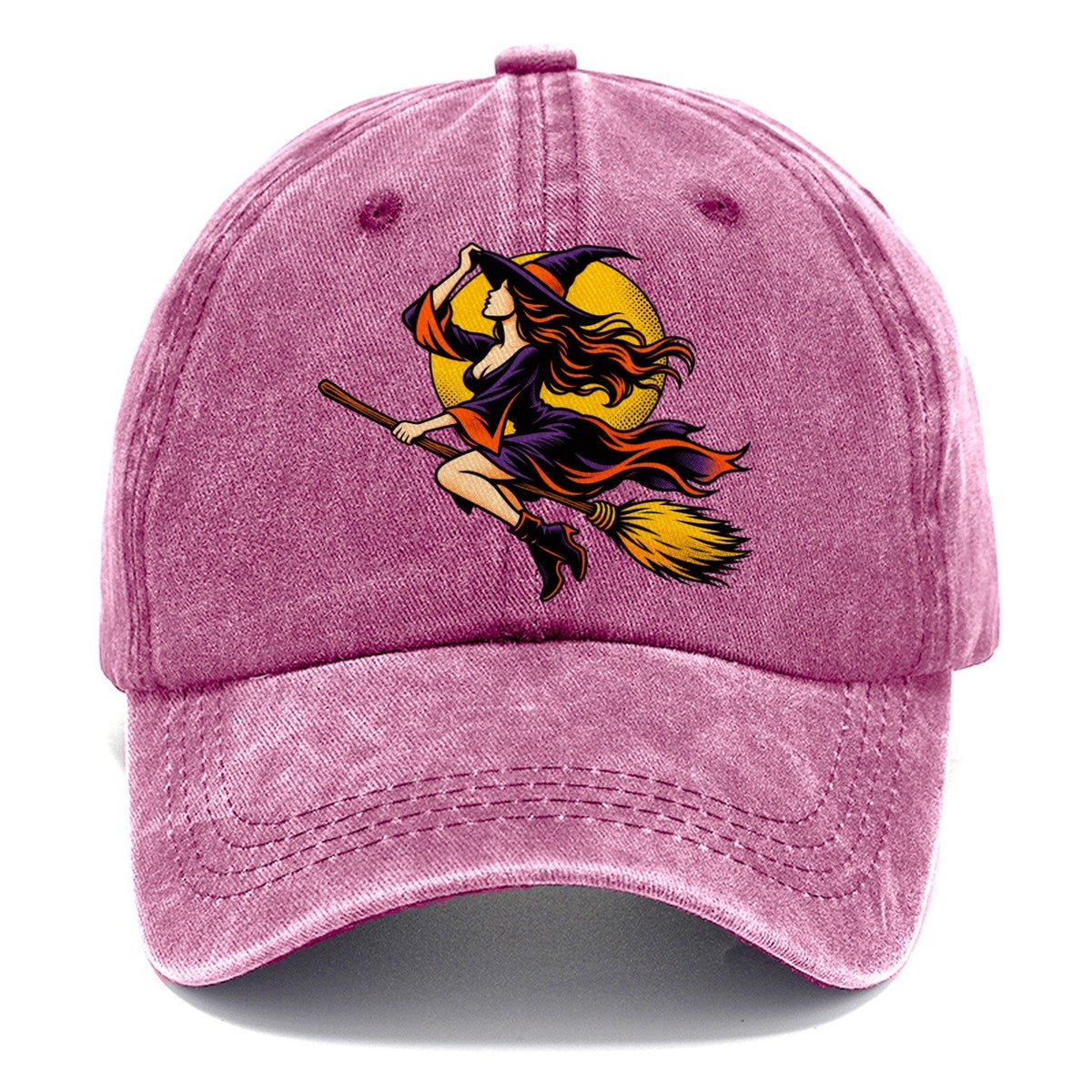 Pop Art Witch on Broom Classic Cap – Dusty Rose
