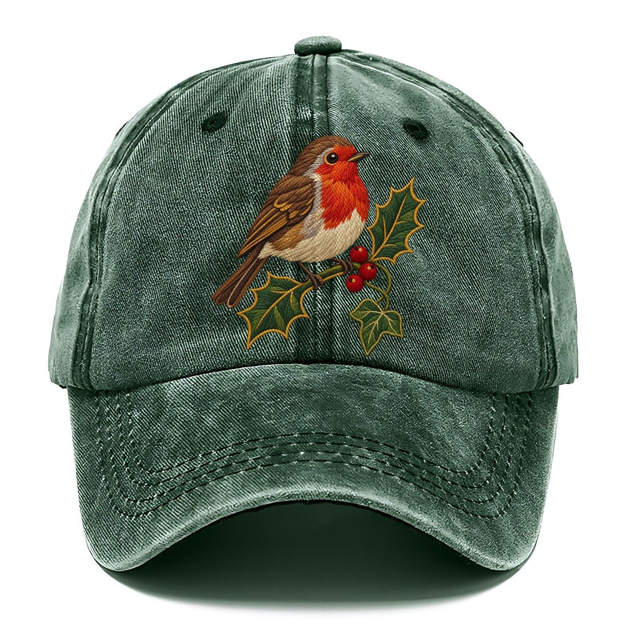 British Robin Holly And Ivy Uk Culture Heritage Classic Cap – Forest Mist