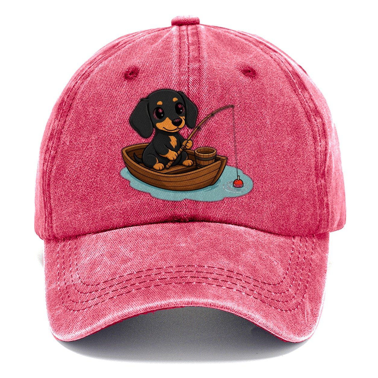 Dachshund Fishing Boat Classic Cap – Pomegranate Blush