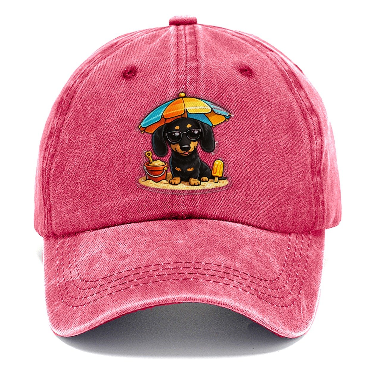 Dachshund Beach Classic Cap – Pomegranate Blush