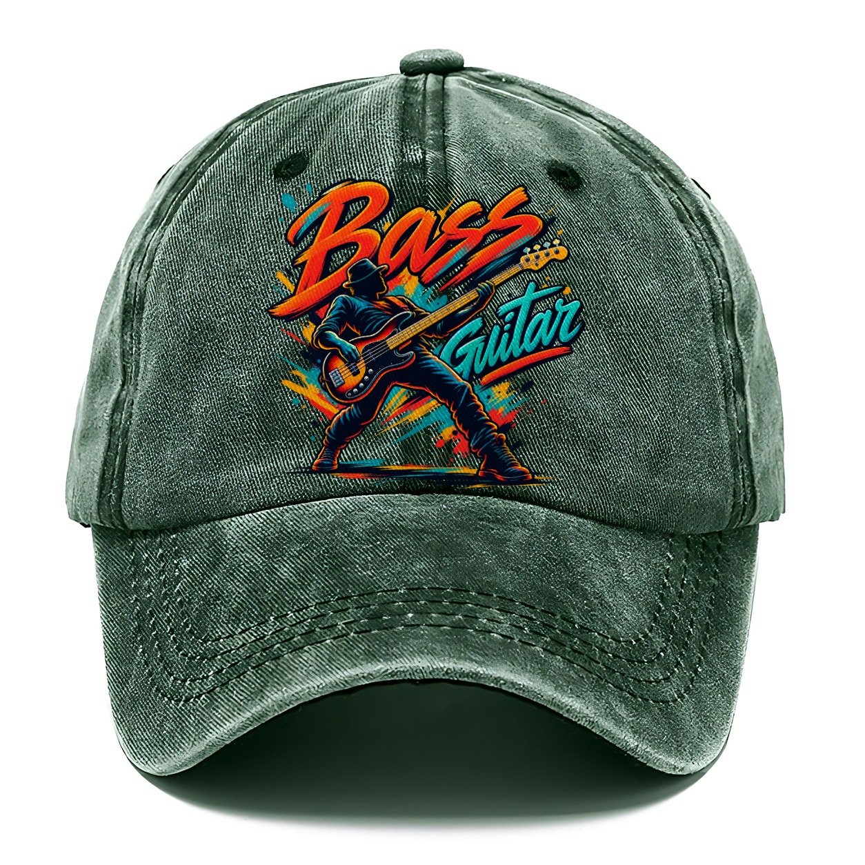 Bass Guitar Wordmark Music Instruments Classic Cap – Forest Mist