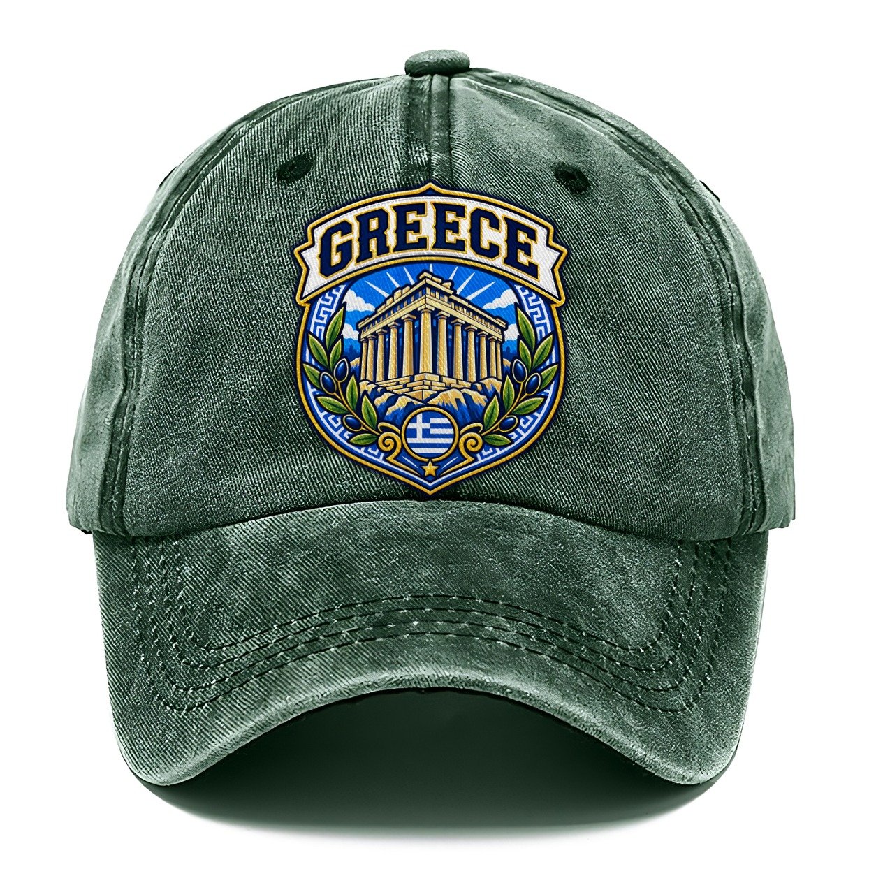 Greece Retro Badge Country Logos Classic Cap – Forest Mist