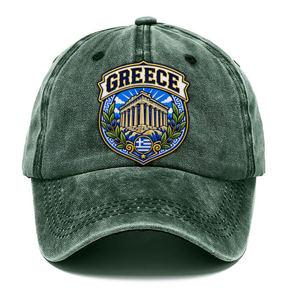 Greece Retro Badge Country Logos Classic Cap – Forest Mist