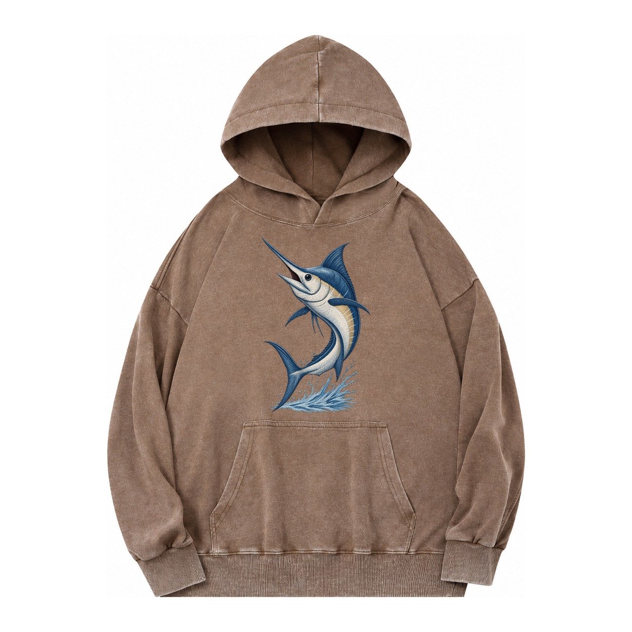 Marlins Majesty Vintage Washed Hoodie – Brown