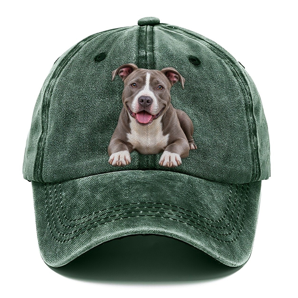 Pit Bull Terrier Lying Down Top Breeds Classic Cap – Forest Mist