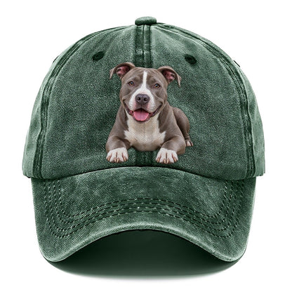 Pit Bull Terrier Lying Down Top Breeds Classic Cap – Forest Mist