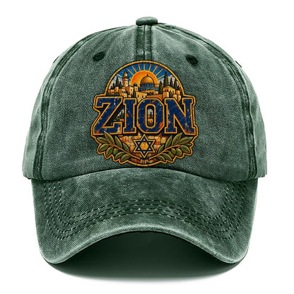 Zion Block Letters Jerusalem Classic Cap – Forest Mist