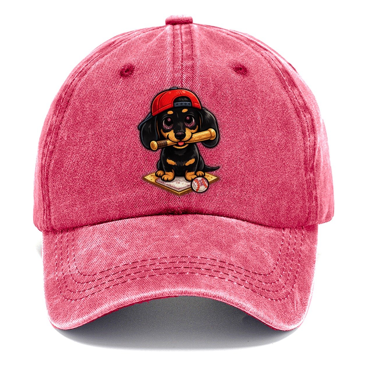 Dachshund Bat Classic Cap – Pomegranate Blush