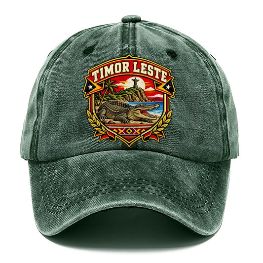 Timor Leste Retro Badge Country Logos Classic Cap – Forest Mist