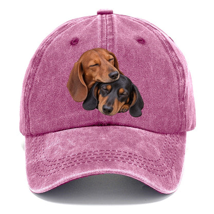 Dachshund Sleeping Pair Character Club Classic Cap – Dusty Rose