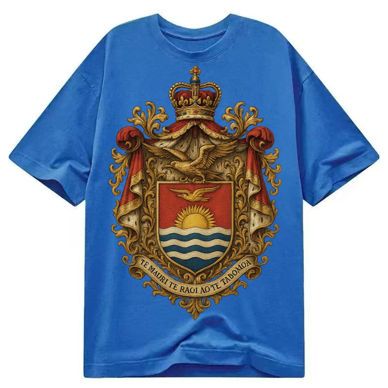 Golden Peace Embroidered Classic T-shirt – Blue