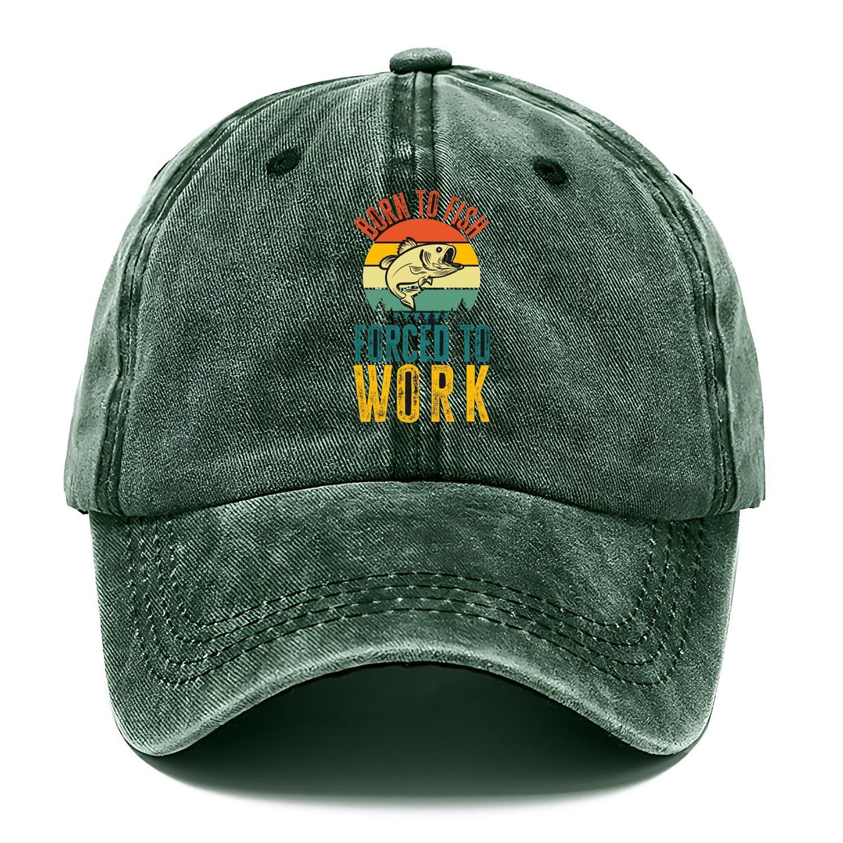 Born To Fish Forced To Work Transparent Classic Cap – Forest Mist
