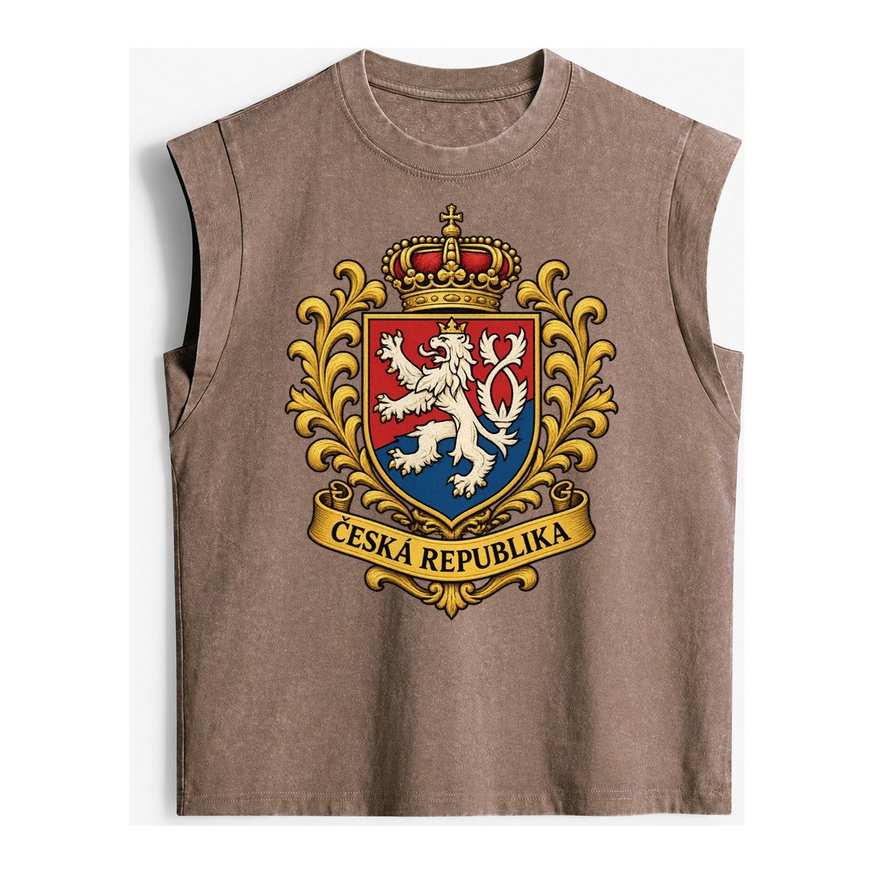 Czech Republic Lion Vintage Washed Tank – Brown