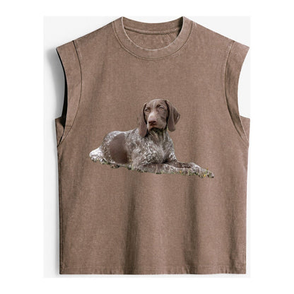 German Shorthaired Pointer 2 Vintage Washed Tank – Brown