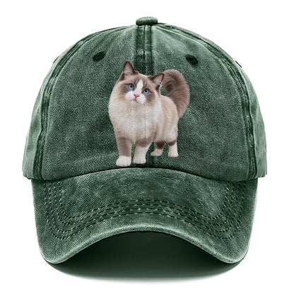 Ragdoll Standing Three Quarter Realistic Cat Portrait Classic Cap – Forest Mist