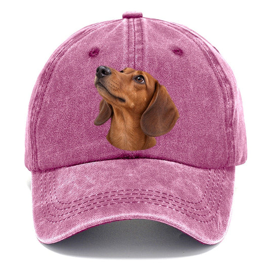 Dachshund Upturned Nose Character Club Classic Cap – Dusty Rose