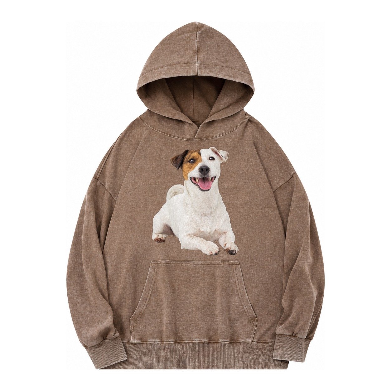 Jack Russell Terrier Dog Vintage Washed Hoodie – Brown