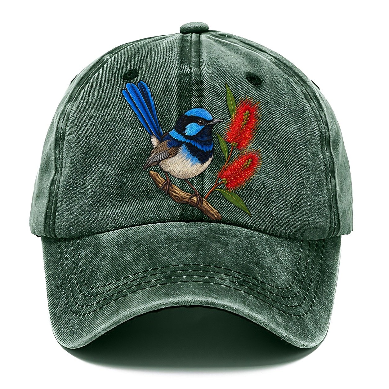 Superb Fairywren And Bottlebrush Australia Cultural Icons Classic Cap – Forest Mist