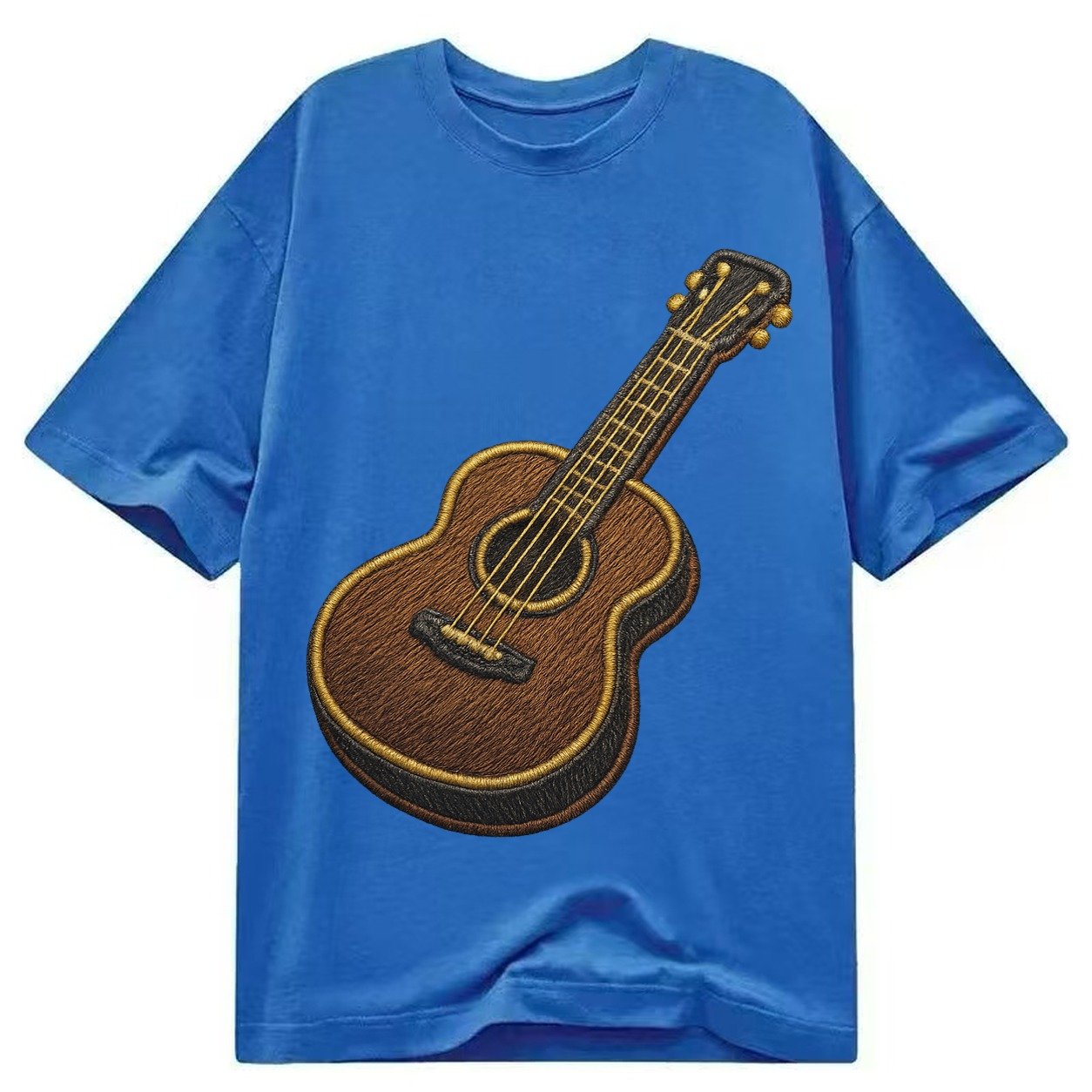 Vintage Guitar Classic Acoustic Guitar With Bronze Strings A Classic T-shirt – Blue