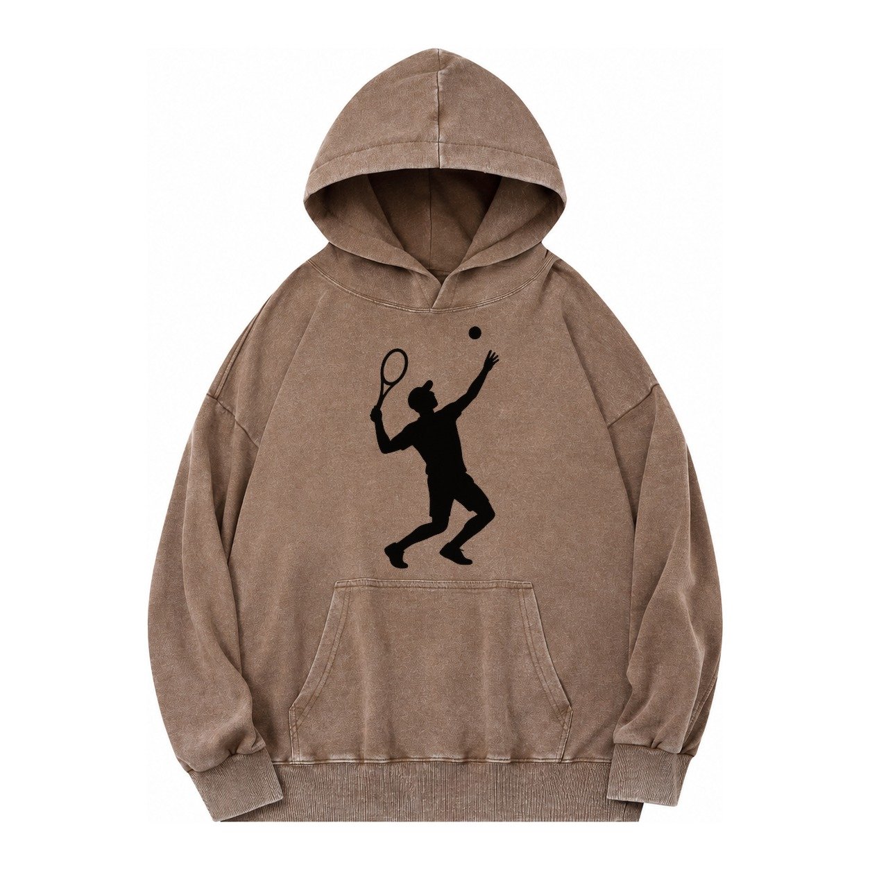 Tennis Player Serving Powerful Shot Vintage Washed Hoodie – Brown