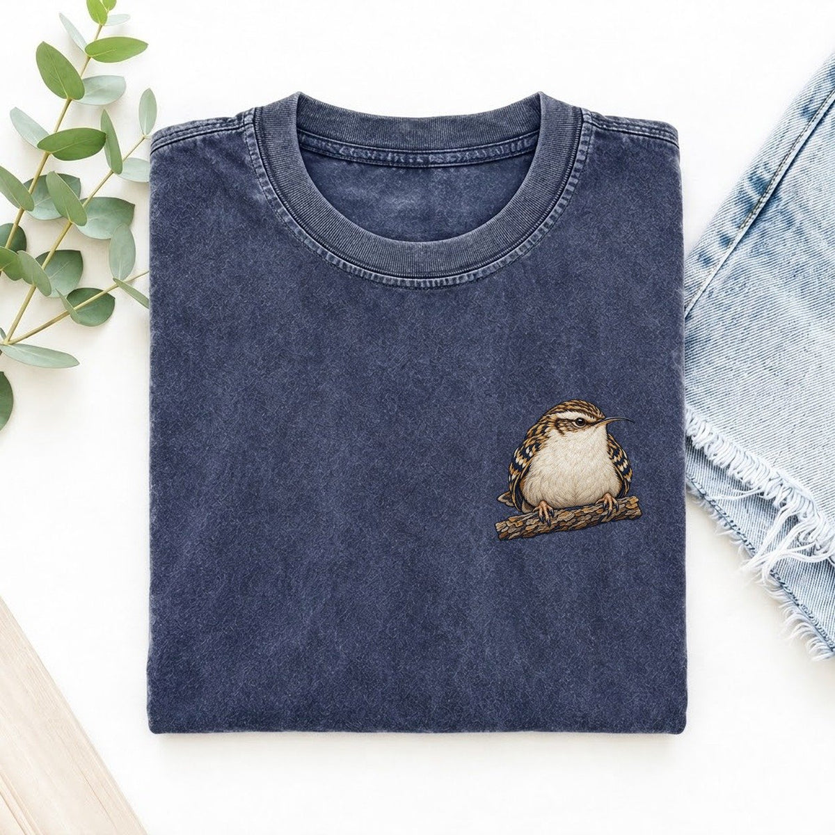 Treecreeper Bark Grip Left Chest Thread Signatures II Left Chest Vintage T-shirt – Blue