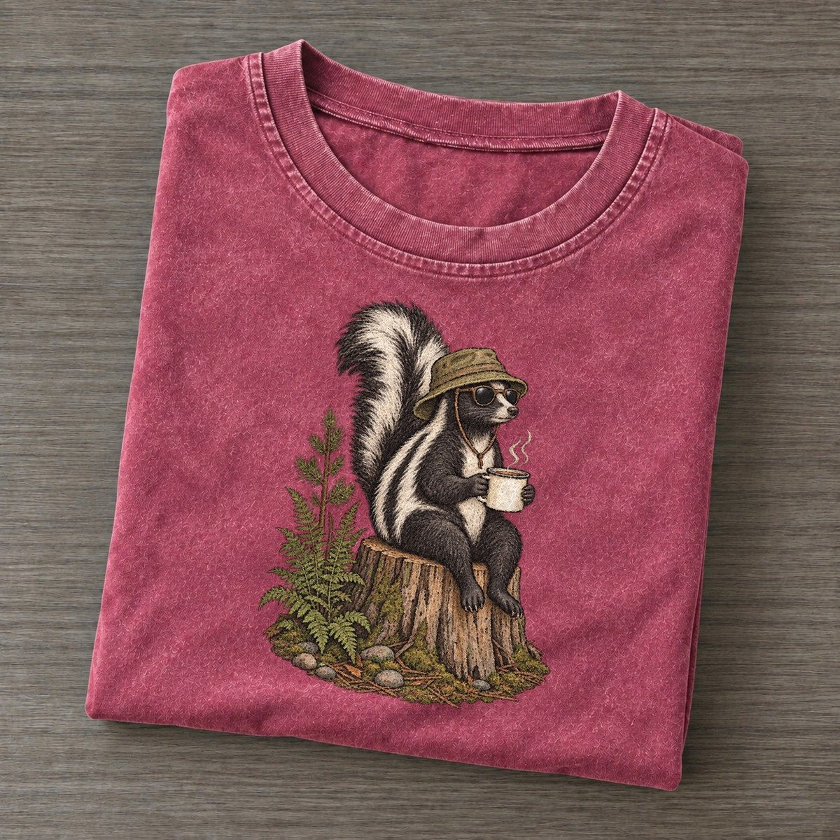 Skunk Campfire Slow Camp Club Vintage T-shirt – Raspberry