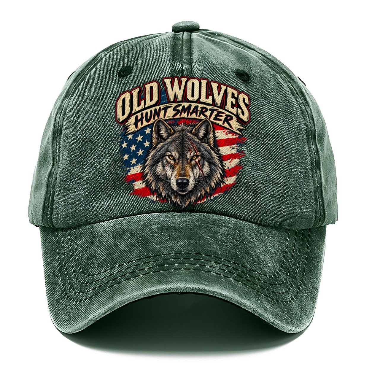 Old Wolves Hunt Smarter Old Man Strong Classic Cap – Forest Mist