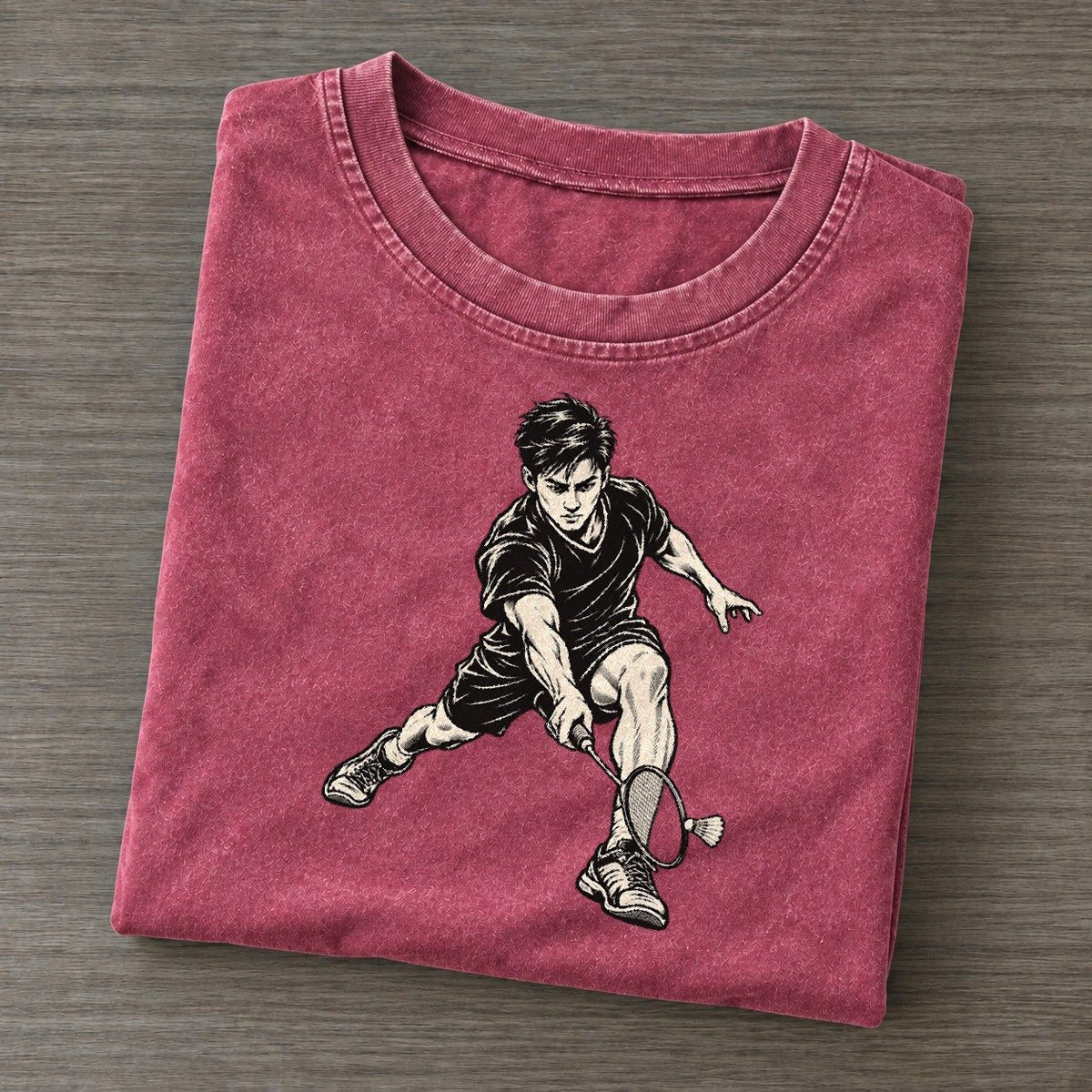 Badminton Deep Net Lunge Global Sports Ink Figures Vintage T-shirt – Raspberry