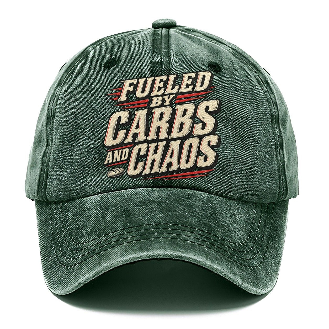 Fueled By Carbs And Chaos American Wit Classic Cap – Forest Mist