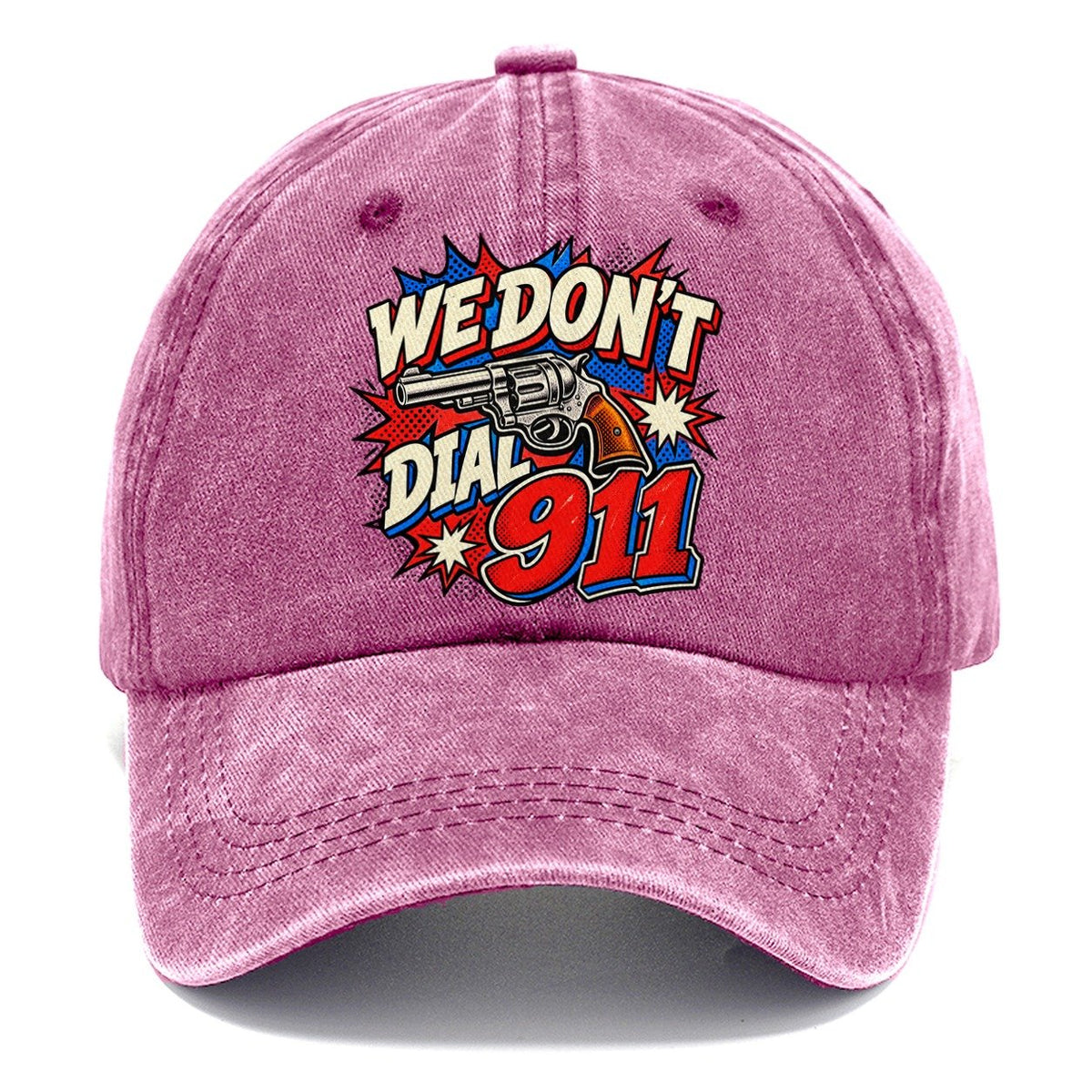 Comic Pop Burst We Don't Dial 911 Classic Cap – Dusty Rose