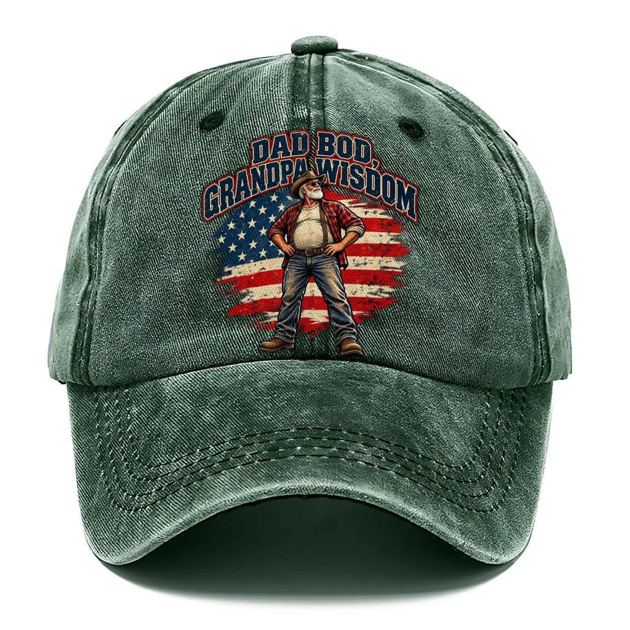 Dad Bod Grandpa Wisdom Old Man Strong Classic Cap – Forest Mist