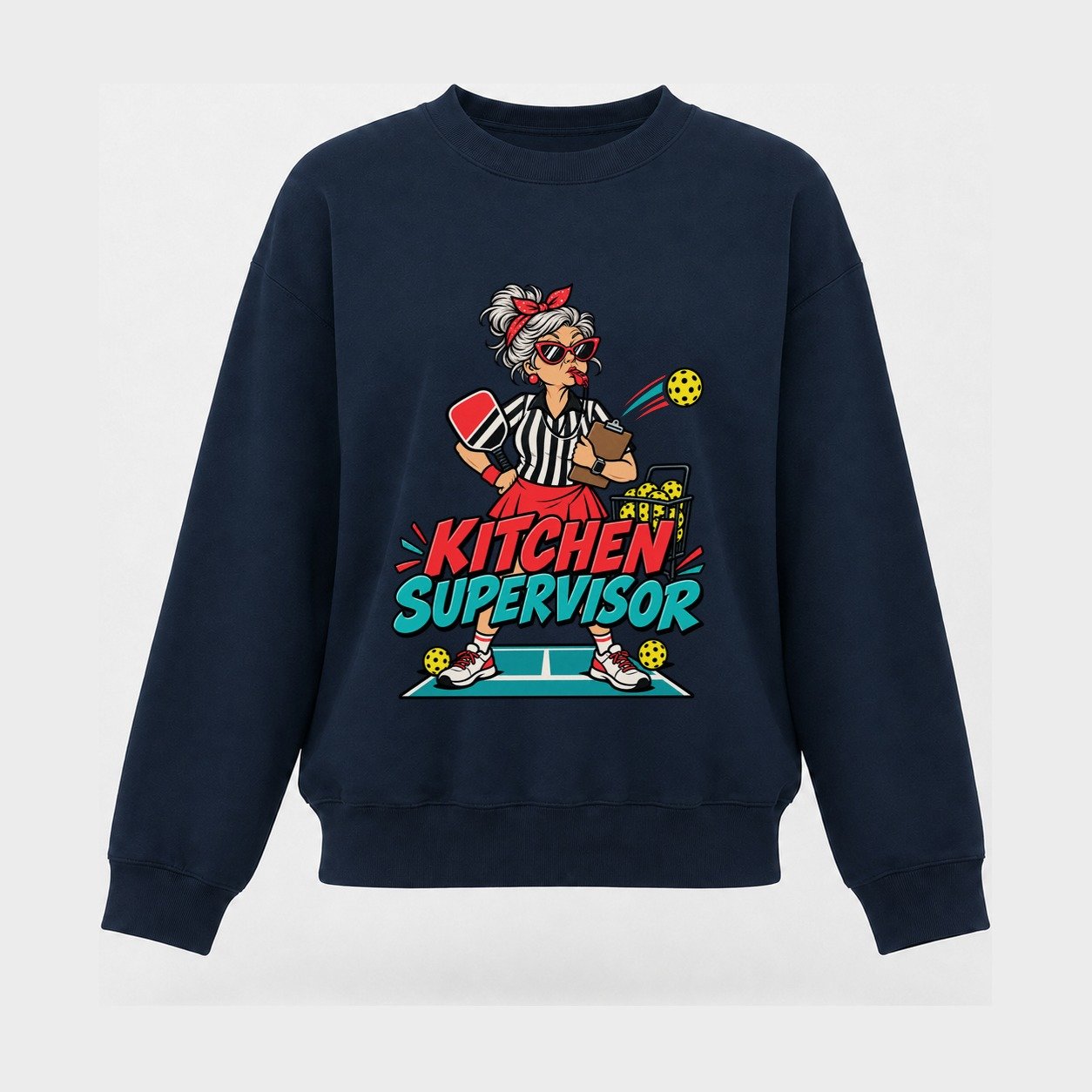 Kitchen Supervisor Pickleball Life Women's Crewneck Sweatshirt – Navy