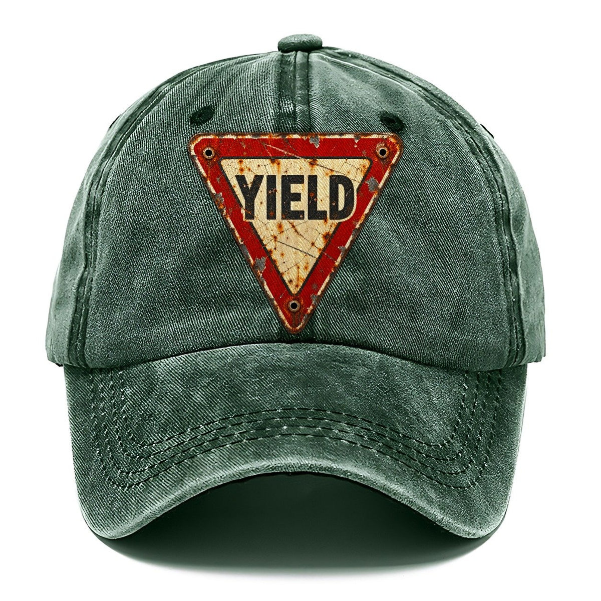 Downward Yield Triangle Weathered Sign Classic Cap – Forest Mist
