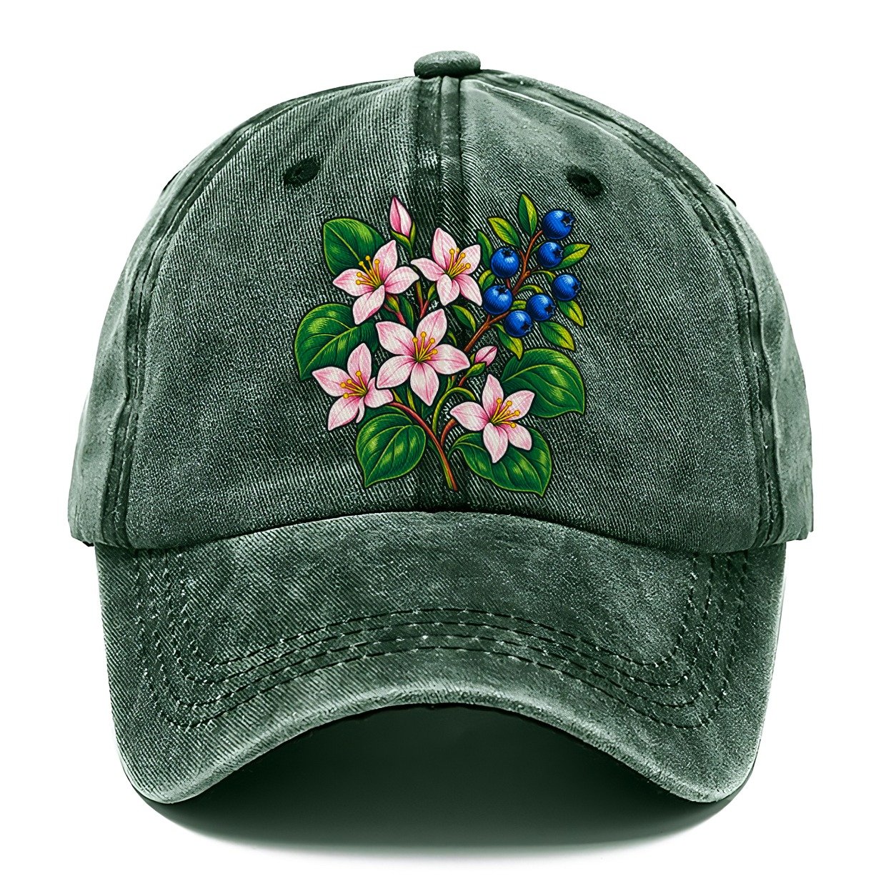 Nova Scotia Mayflower And Wild Blueberries Canada Cultural Icons Classic Cap – Forest Mist