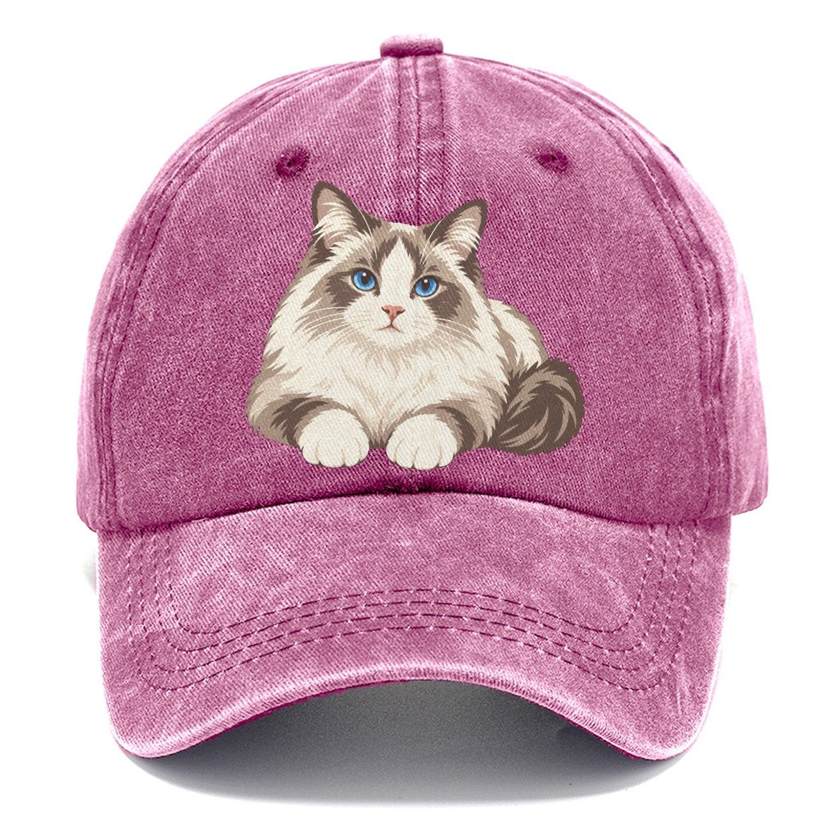 Ragdoll Reclining Paws Forward Realistic Cat Portrait Classic Cap – Dusty Rose