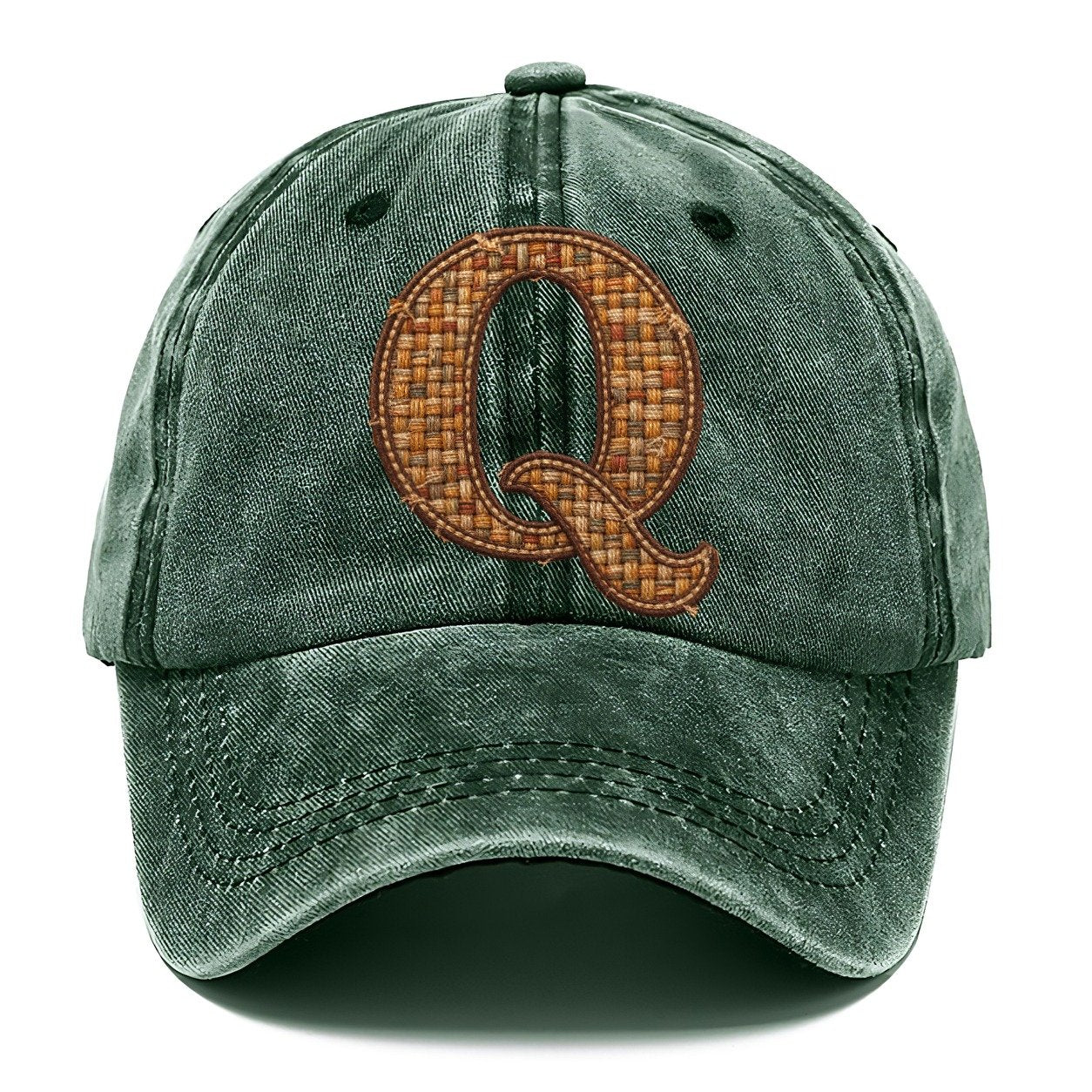 Woven Tweed Q Monogram Classic Cap – Forest Mist