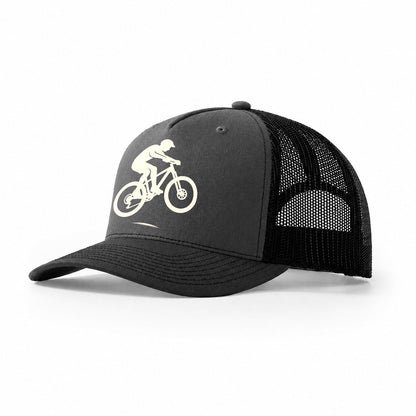 Mountain Biker Catching Air Trucker Hat – Dark Grey-Black