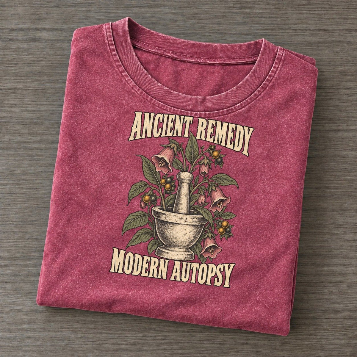 Modern Autopsy Botanical Warnings Vintage T-shirt – Raspberry