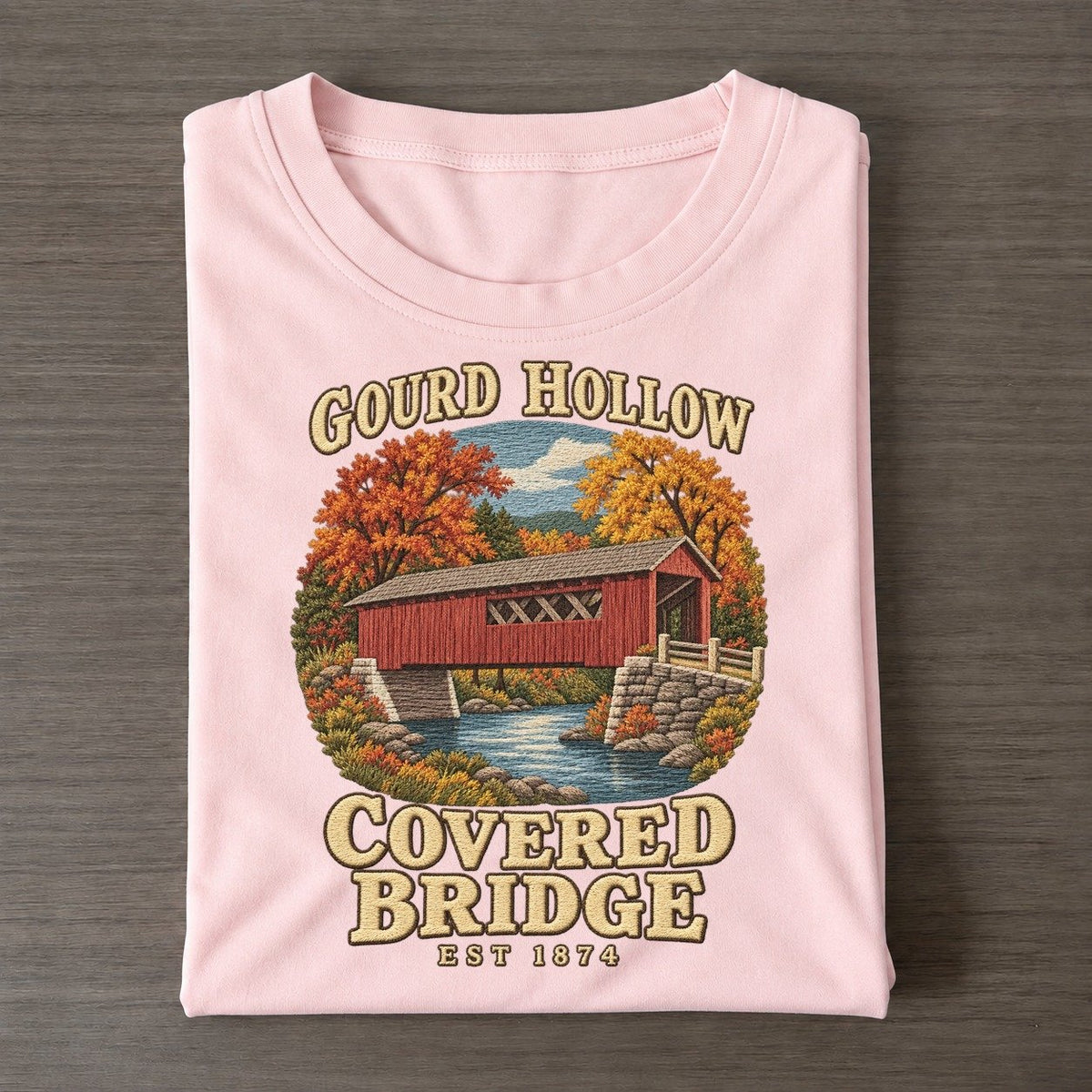 Covered Bridge Gourd Hollow Classic T-shirt – Pink