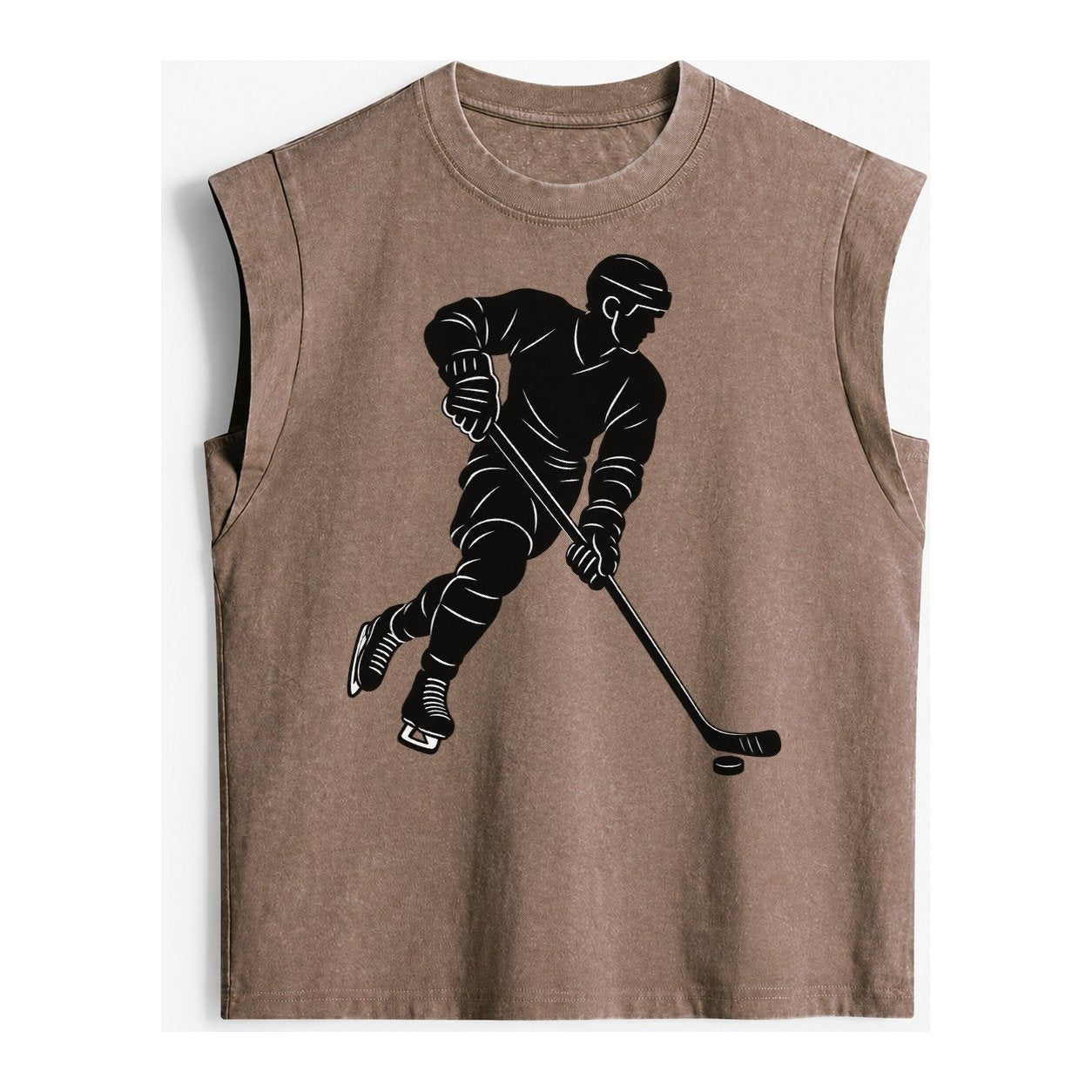 Ice Hockey Player Vintage Washed Tank – Brown
