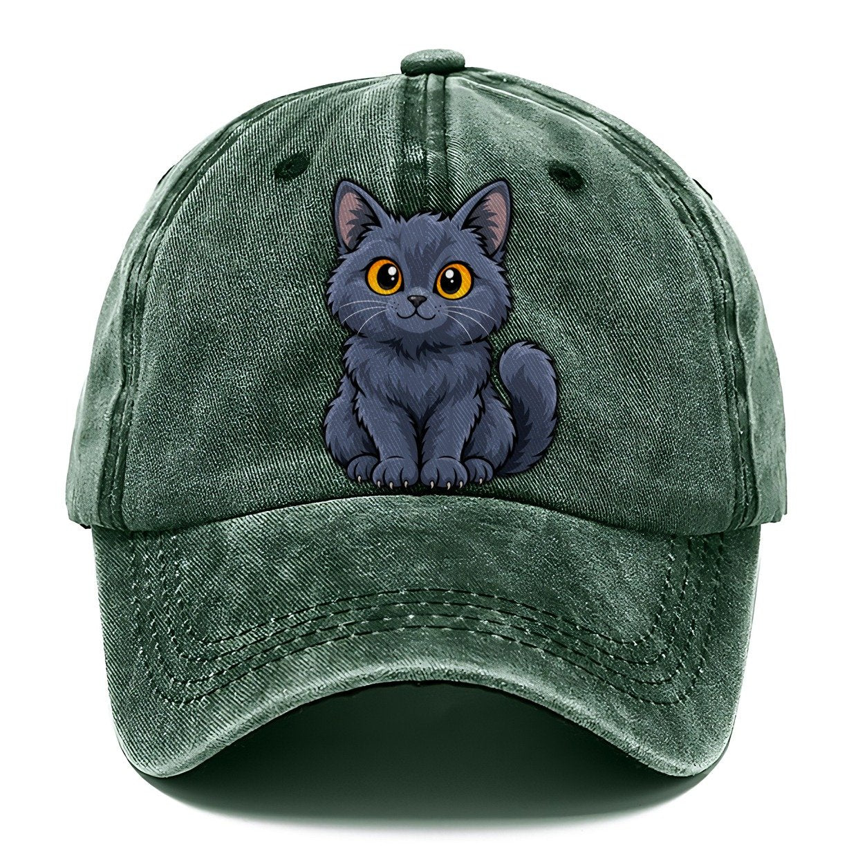 Chartreux Smiling Sit Peeking Cats Classic Cap – Forest Mist