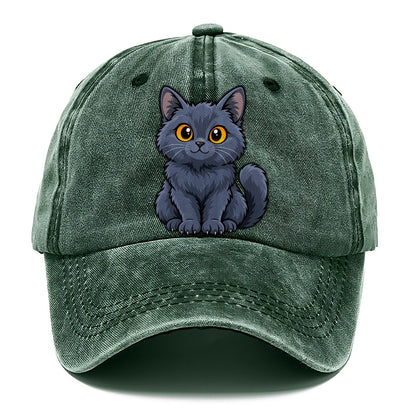 Chartreux Smiling Sit Peeking Cats Classic Cap – Forest Mist