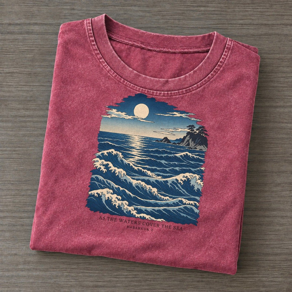As The Waters Cover The Sea The Great Deep Vintage T-shirt – Raspberry