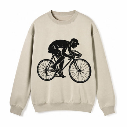 Cyclist Sprinting In Racing Position Fleece Sweatshirt – Light Khaki
