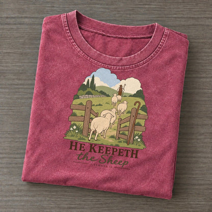 He Keepeth The Sheep The Counting Gate Vintage T-shirt – Raspberry