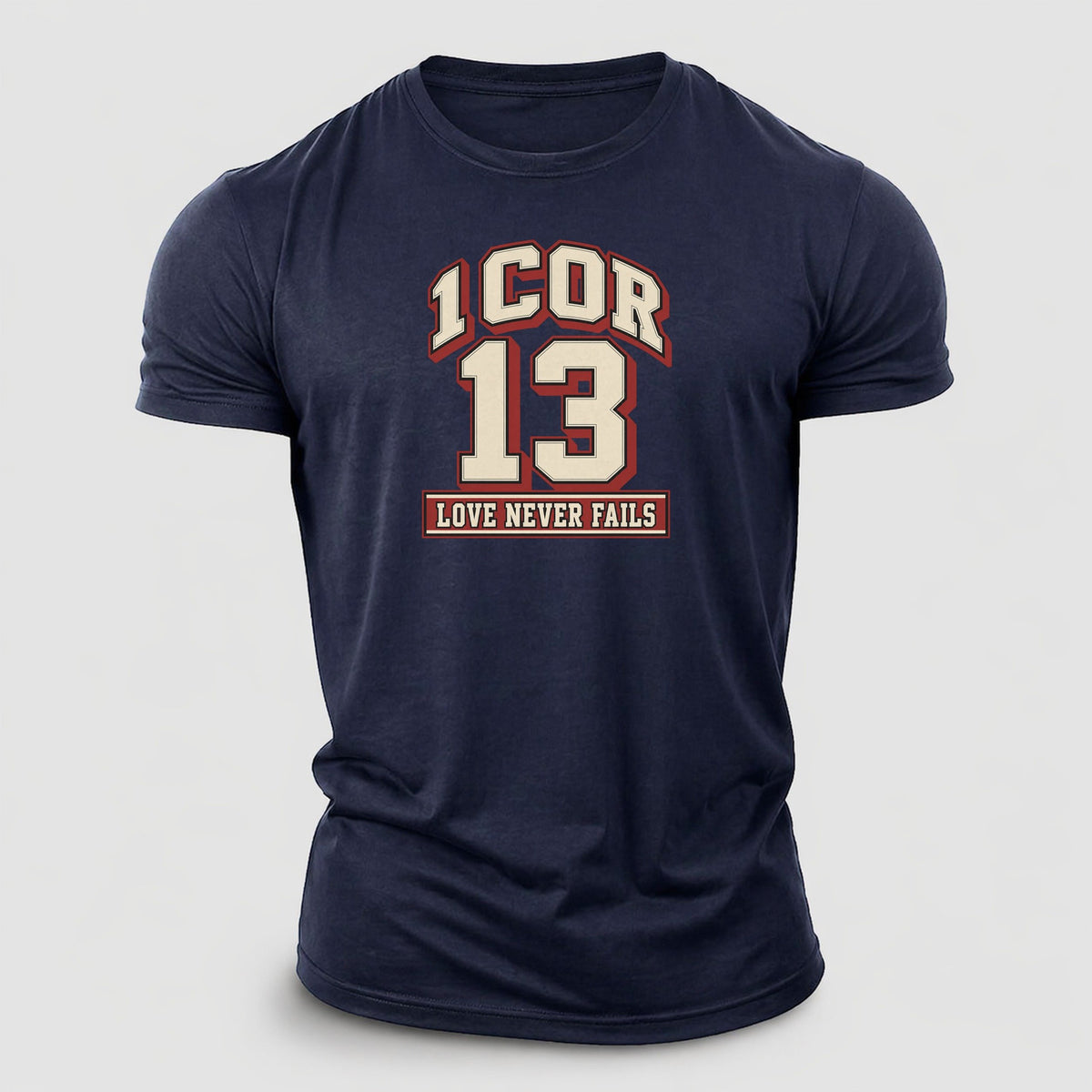 Corinthians 13 Varsity Chapel Varsity Cotton T-Shirt – Navy