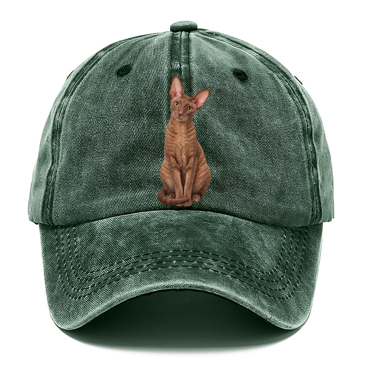 Cornish Rex Seated Portrait Realistic Cat Portrait Classic Cap – Forest Mist