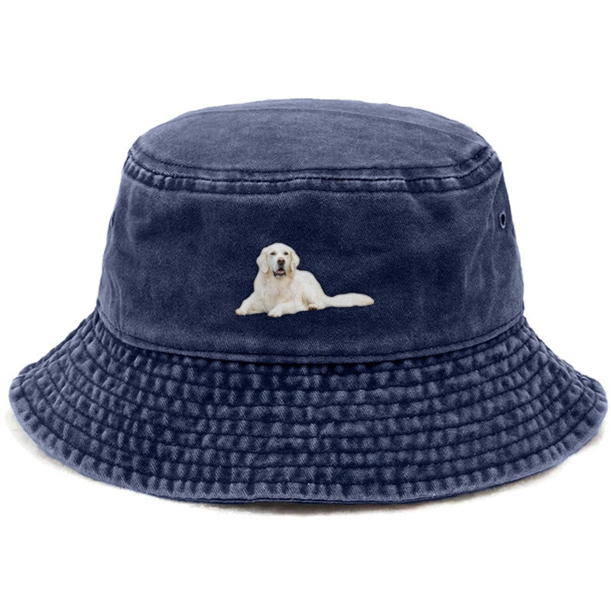 White English Cream Golden Retrievers Vintage Bucket Hat – Twilight Navy